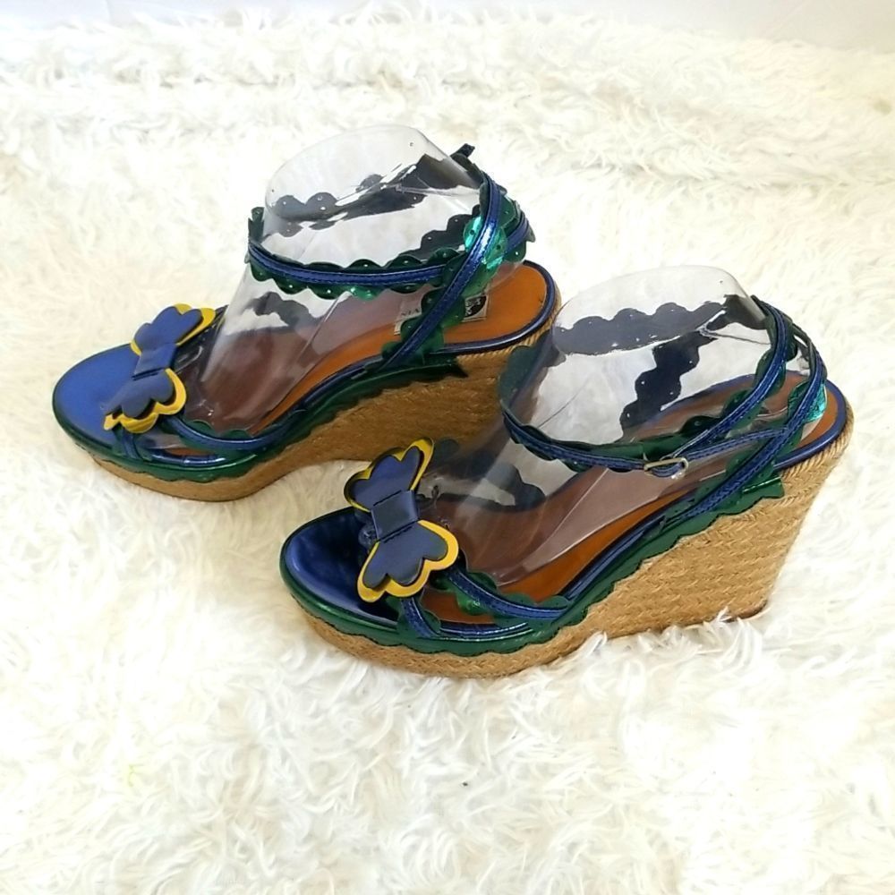 Lanvin Blue Metallic Espadrilles Sz 10.5 - Picture 4 of 15